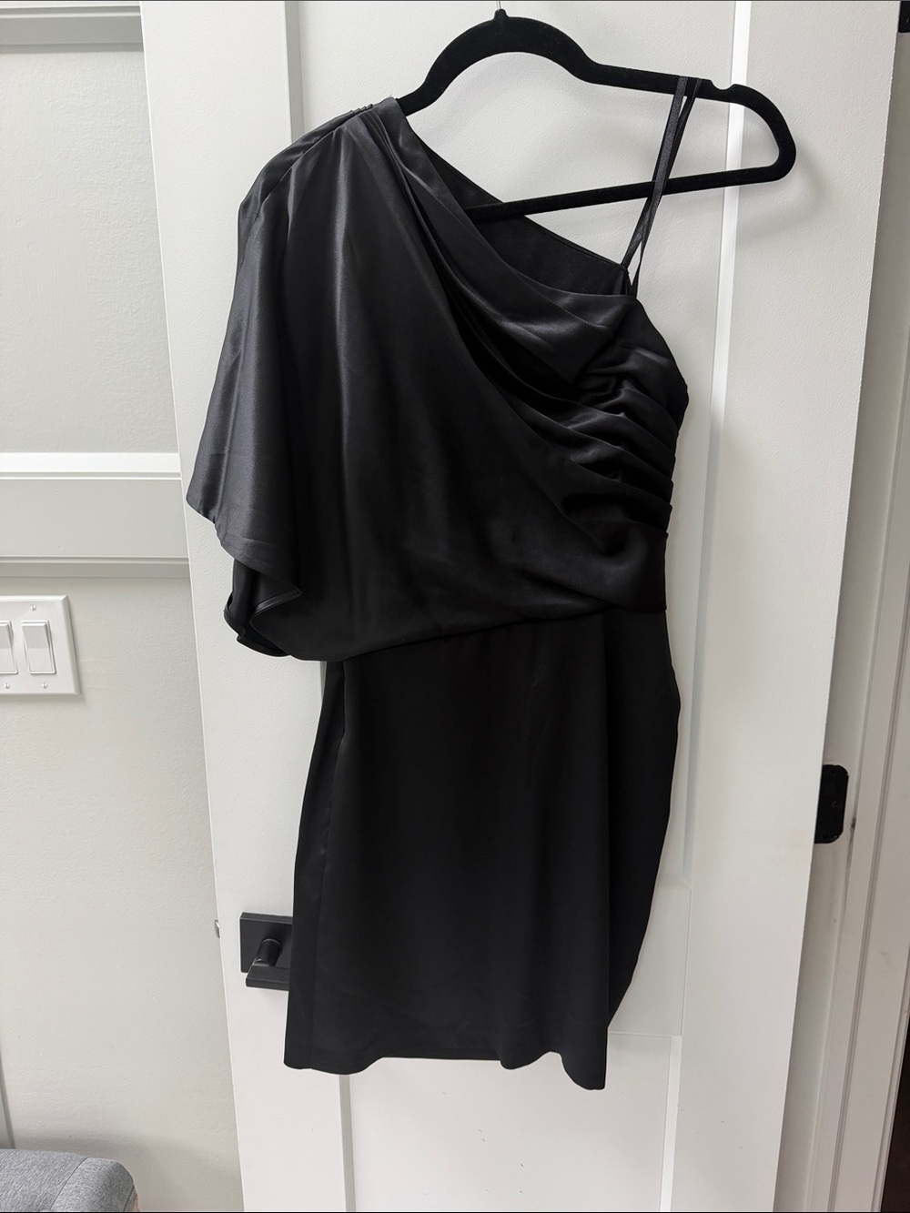 Aidan Mattox One-Shoulder Black Cocktail Dress